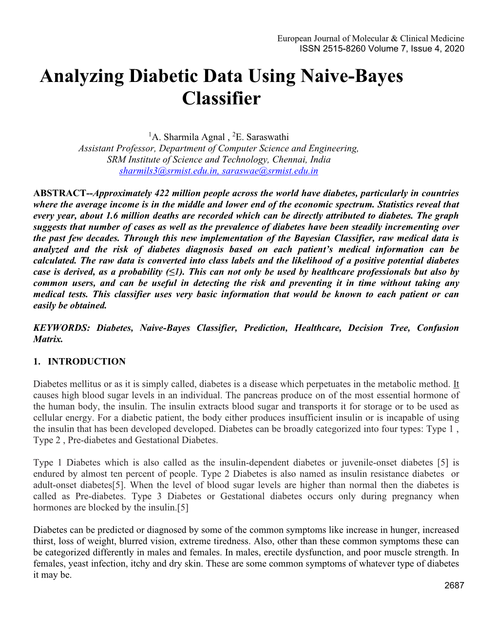 Analyzing Diabetic Data Using Naive-Bayes Classifier