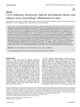 Clcn3 Deficiency Ameliorates High-Fat Diet-Induced Obesity and Adipose Tissue Macrophage Inflammation in Mice
