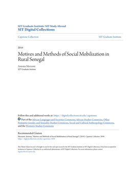 Motives and Methods of Social Mobilization in Rural Senegal Antonia Morzenti SIT Graduate Institute