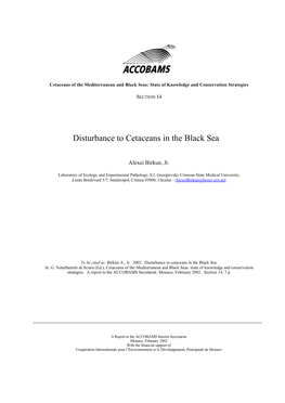 Disturbance to Cetaceans in the Black Sea