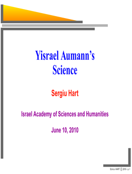 Yisrael Aumann's Science