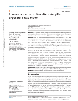Immune Response Profiles After Caterpillar Exposure: a Case Report