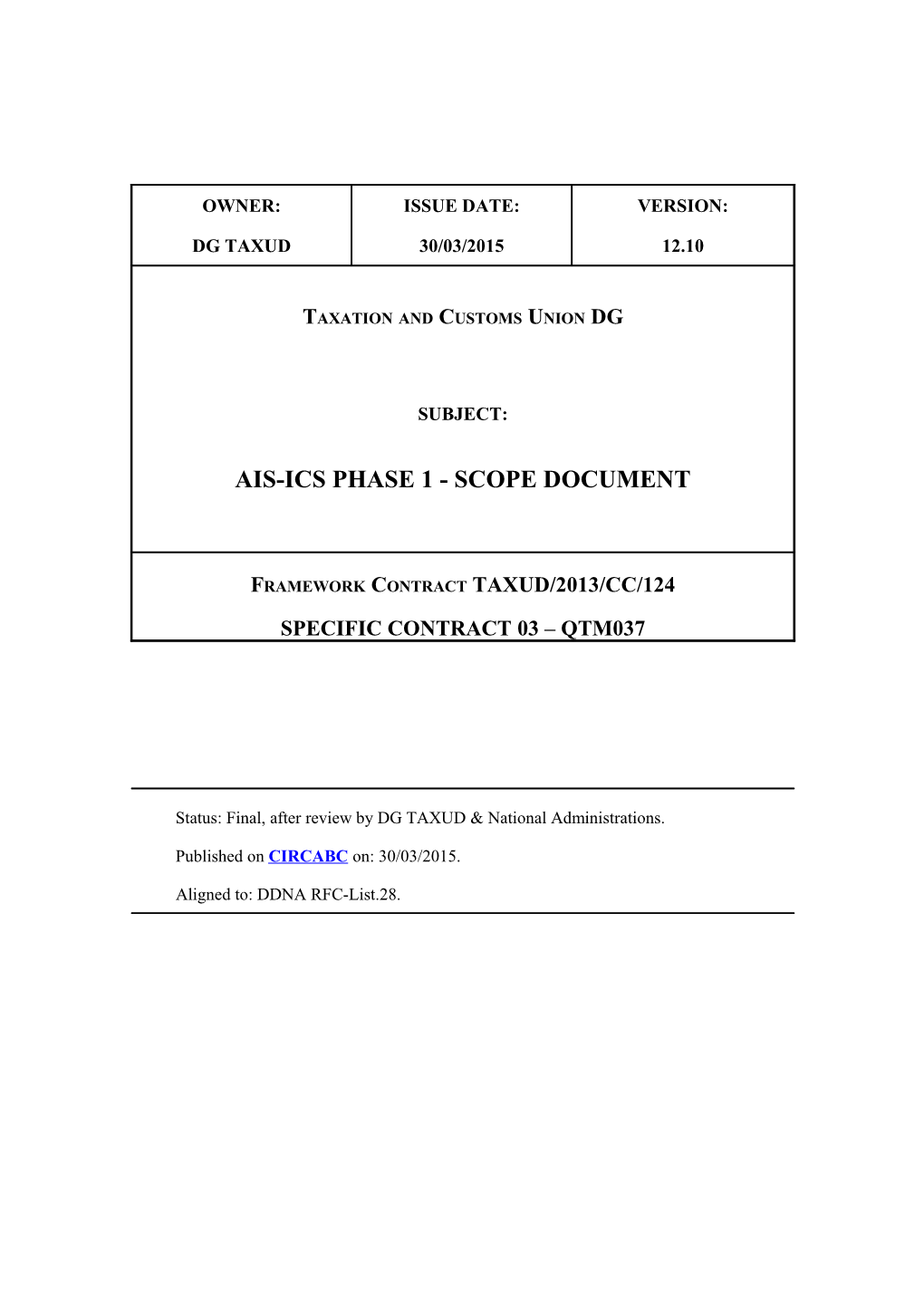 Ais-Ics Phase 1 - Scope Document