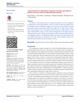 Assessment of Stress Biomarkers Responses in Mantle and Adductor