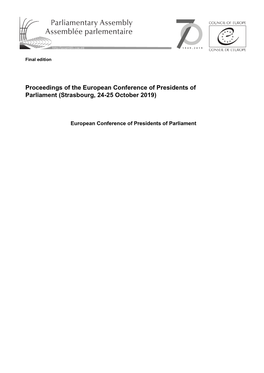 Proceedings of the European Conference of Presidents of Parliament (Strasbourg, 24-25 October 2019)