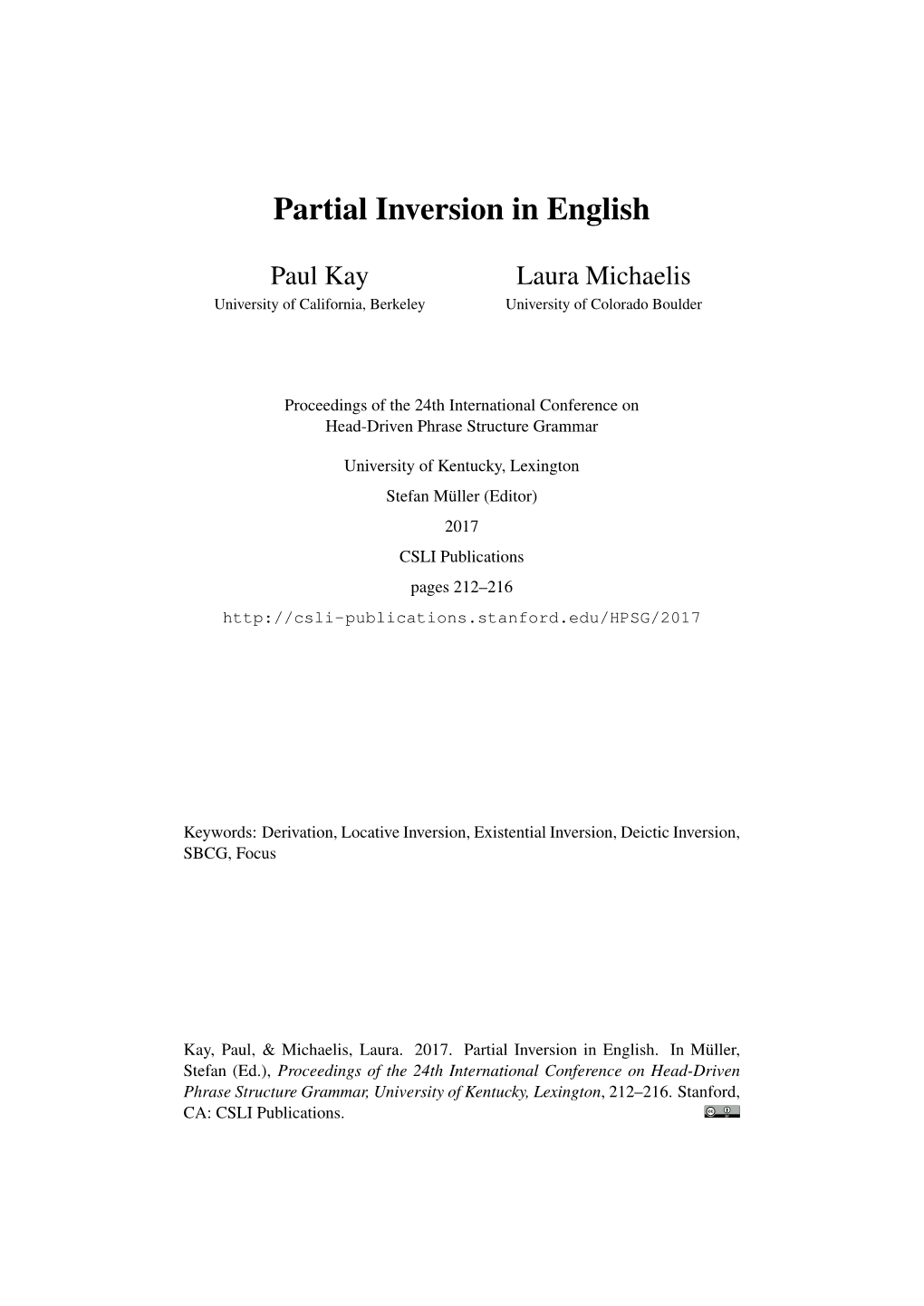 Partial Inversion in English