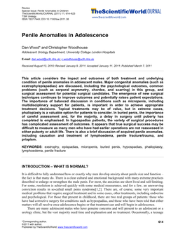 Penile Anomalies in Adolescence