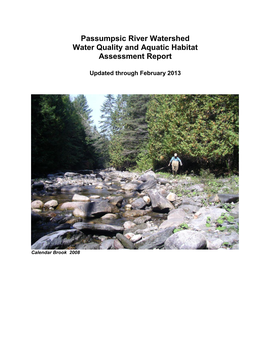 Passumpsic River Watershed Water Quality and Aquatic Habitat Assessment Report