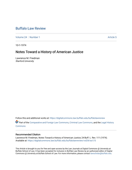 Notes Toward a History of American Justice