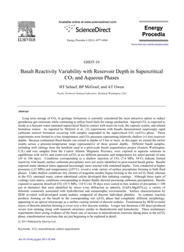 Basalt Reactivity Variability with Reservoir Depth in Supercritical CO2 and Aqueous Phases HT Schaef, BP Mcgrail, and at Owen