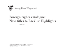 Foreign Rights Catalogue: New Titles & Backlist Highlights