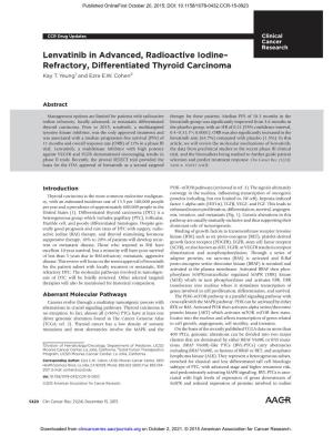 Lenvatinib in Advanced, Radioactive Iodine– Refractory, Differentiated Thyroid Carcinoma Kay T