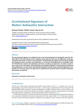 Gravitational Signature of Matter-Antimatter Interaction