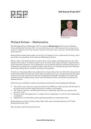 Richard Schoen – Mathematics