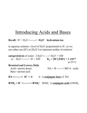 Introducing Acids and Bases