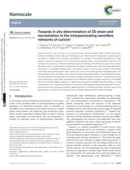 Towards in Situ Determination of 3D Strain and Reorientation in the Interpenetrating Nanoﬁbre Cite This: Nanoscale, 2017, 9, 11249 Networks of Cuticle†