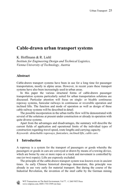 Cable-Drawn Urban Transport Systems