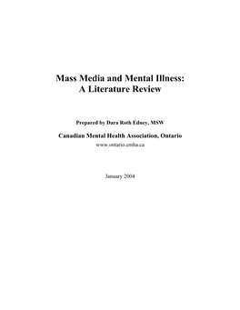 Mass Media and Mental Illness: a Literature Review