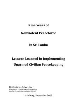 Nine Years of Nonviolent Peaceforce in Sri Lanka Lessons Learned In