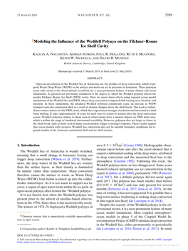 Modeling the Influence of the Weddell Polynya on the Filchner–Ronne Ice