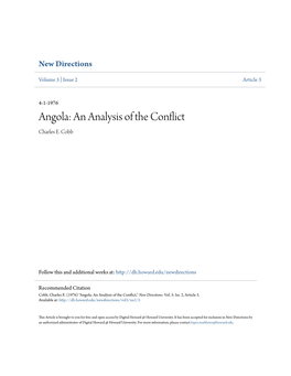 Angola: an Analysis of the Conflict Charles E