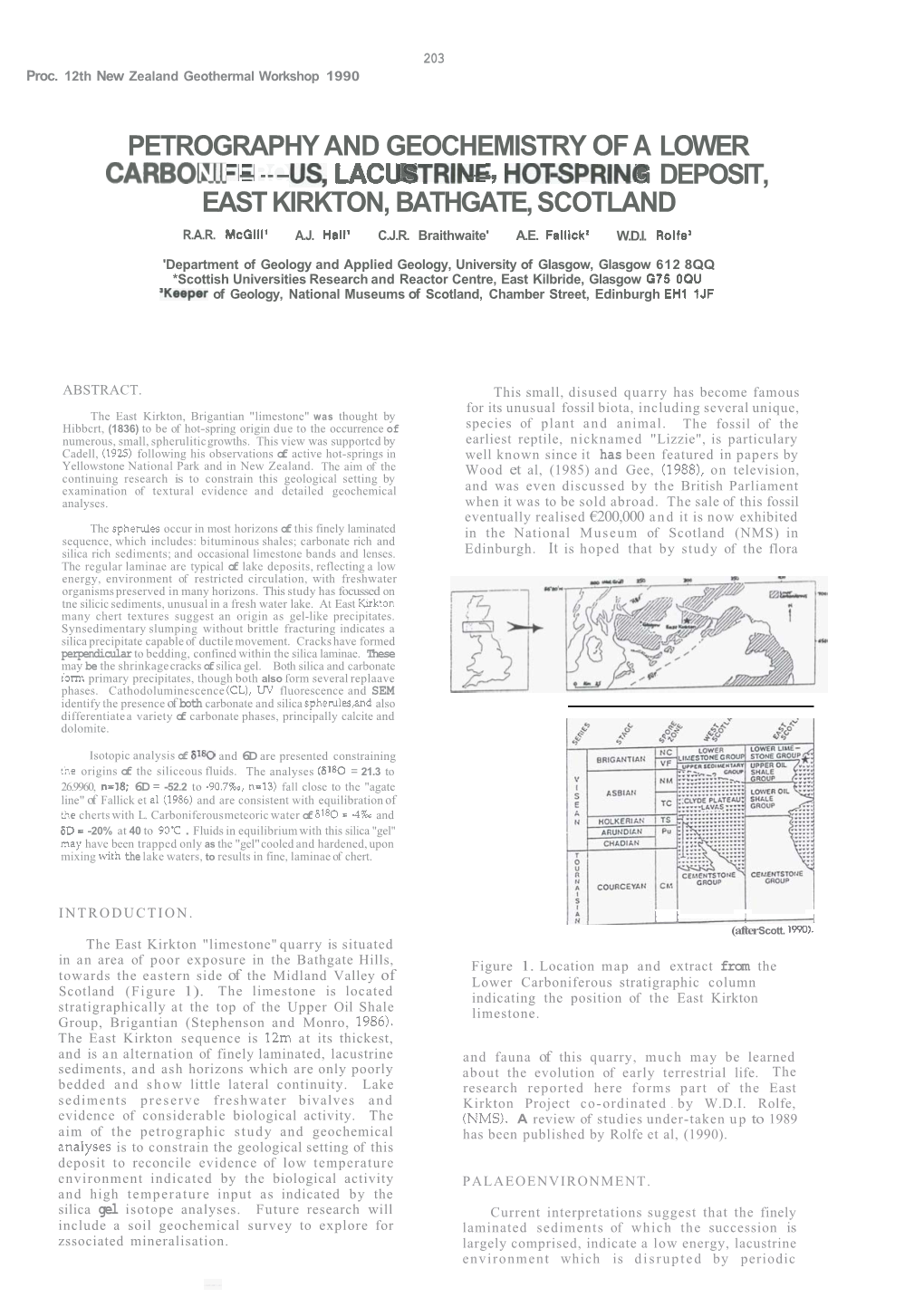 Petrography and Geochemistry of a Lower Ii - --- Deposit, East Kirkton, Bathgate, Scotland R.A.R