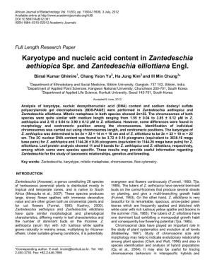 Karyotype and Nucleic Acid Content in Zantedeschia Aethiopica Spr. and Zantedeschia Elliottiana Engl