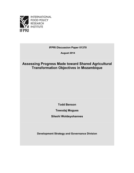Assessing Progress Made Toward Shared Agricultural Transformation Objectives in Mozambique