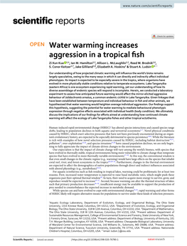 Water Warming Increases Aggression in a Tropical Fish