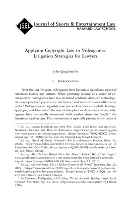 Applying Copyright Law to Videogames: Litigation Strategies for Lawyers