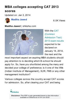 MBA Colleges Accepting CAT 2013 Scores | Shiksha.Com