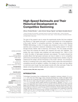 High-Speed Swimsuits and Their Historical Development in Competitive Swimming