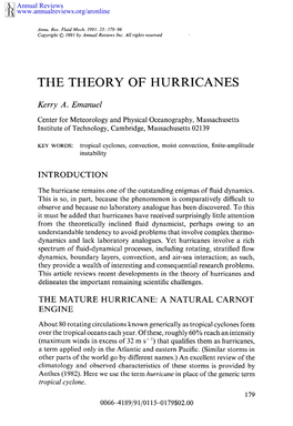 The Theory of Hurricanes