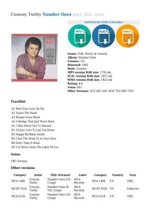 Conway Twitty Number Ones Mp3, Flac, Wma