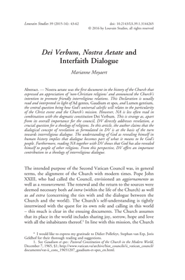 Dei Verbum, Nostra Aetate and Interfaith Dialogue Marianne Moyaert