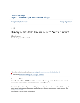 History of Grassland Birds in Eastern North America Robert A