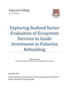 Exploring Seafood Sector Evaluation of Ecosystem Services to Guide Investment in Fisheries Rebuilding