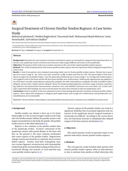 Surgical Treatment of Chronic Patellar Tendon Rupture: a Case Series
