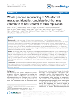 Whole Genome Sequencing of SIV-Infected Macaques Identifies