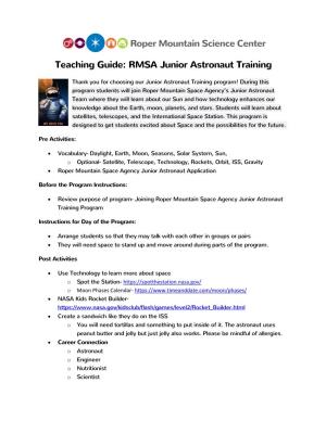 Teaching Guide: RMSA Junior Astronaut Training