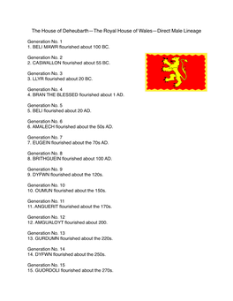 House of Deheubarth—The Royal House of Wales—Direct Male Lineage