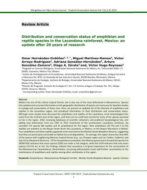 Review Article Distribution and Conservation Status of Amphibian