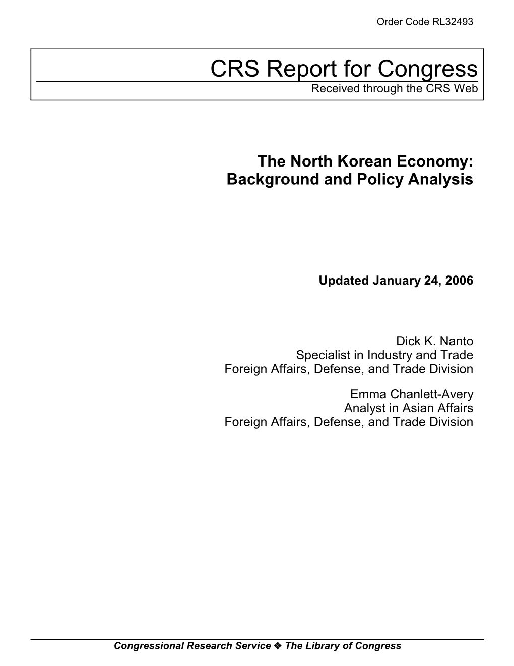 The North Korean Economy: Background and Policy Analysis