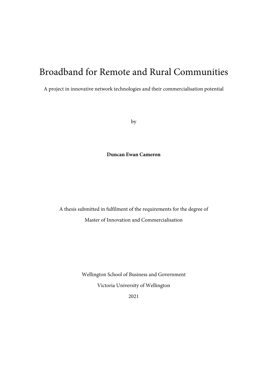 Broadband for Remote and Rural Communities