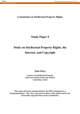 Study on Intellectual Property Rights, the Internet and Copyright