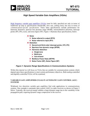 MT-073: High Speed Variable Gain Amplifiers (Vgas)
