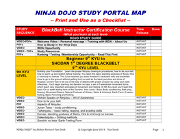 Ninja Dojo Portal Study Checklist