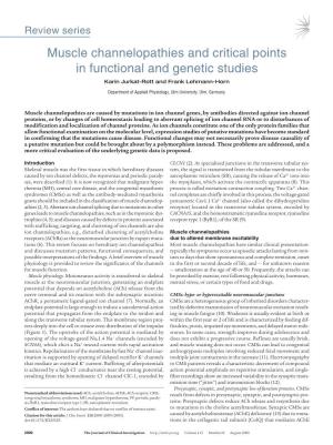 Muscle Channelopathies and Critical Points in Functional and Genetic Studies Karin Jurkat-Rott and Frank Lehmann-Horn