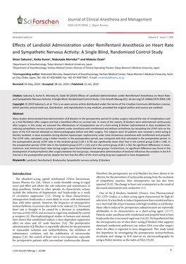 Effects of Landiolol Administration Under Remifentanil Anesthesia on Heart Rateand Sympathetic Nervous Activity
