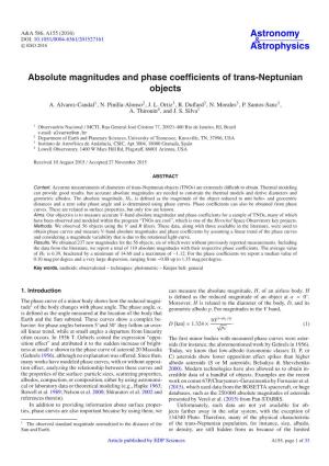 Absolute Magnitudes and Phase Coefficients of Trans-Neptunian Objects